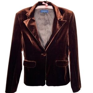 Ciello Couture Velvet Plum Brown Single Breasted Fitted Blazer Size S Women’s